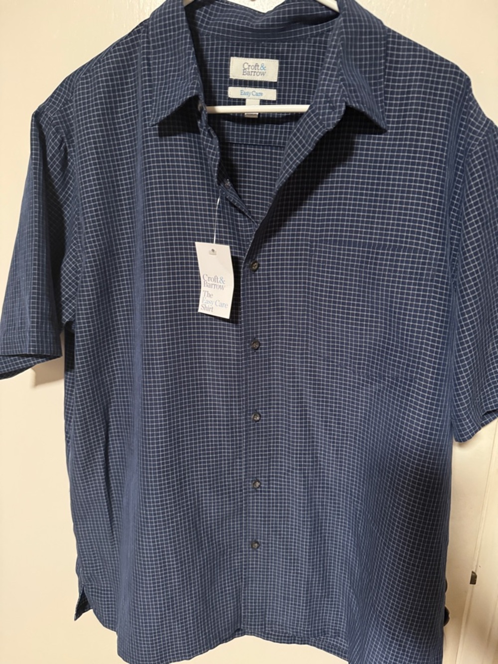 croft & barrow Blue Windowpane Short-Sleeve Button-Down Shirt